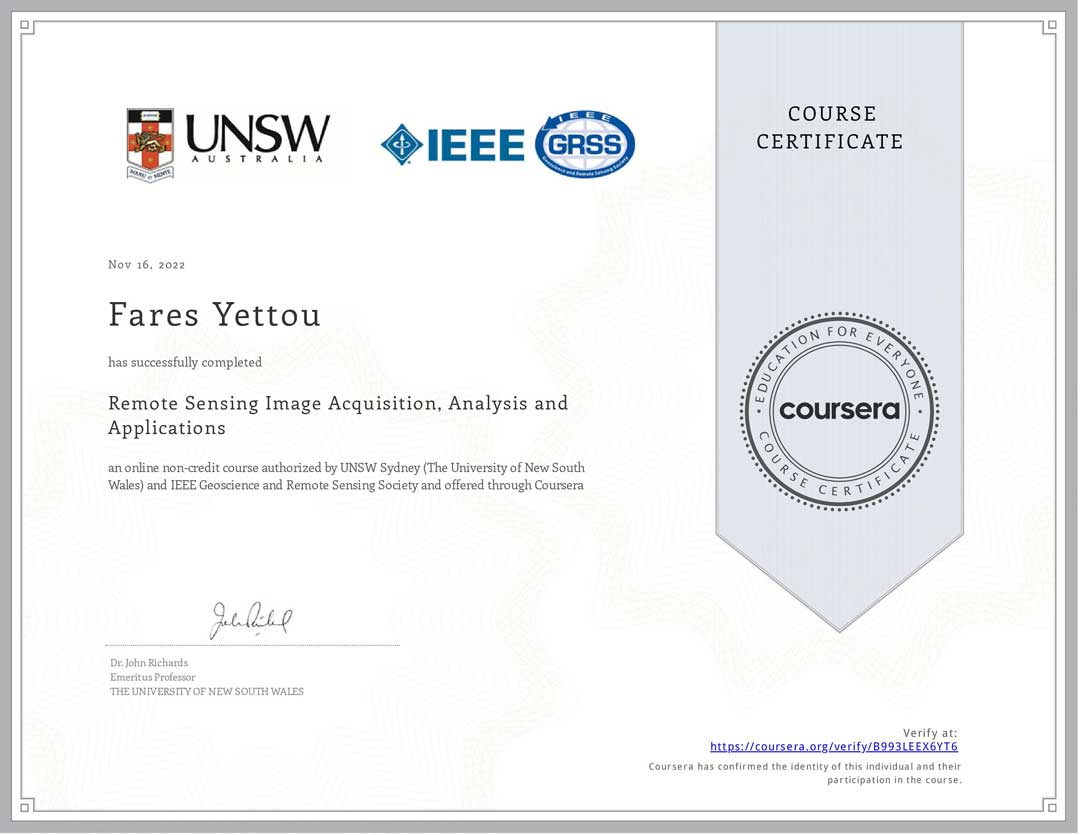 Remote Sensing Image Acquisition, Analysis and Applications